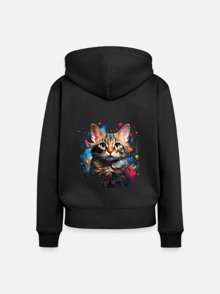 Bengal Katze - Frauen Premium Bio Zip Hoodie - Schwarz