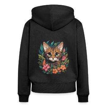 Chat du Bengale - Sweat à capuche zippé Premium bio Femme - noir - Dos - Julia (174cm)