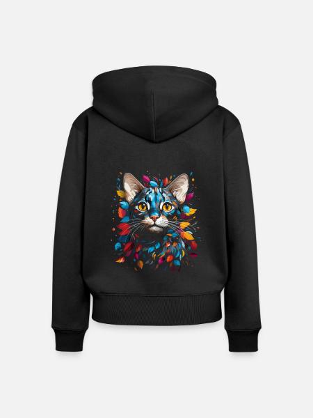 Bengal Katze - Frauen Premium Bio Zip Hoodie - Schwarz