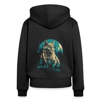 Bengal Katze - Frauen Premium Bio Zip Hoodie - Schwarz - Hinten - Julia (174cm)