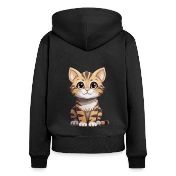 Bengal Katze - Frauen Premium Bio Zip Hoodie - Schwarz - Hinten - Julia (174cm)