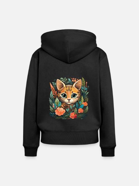 Bengal Katze - Frauen Premium Bio Zip Hoodie - Schwarz