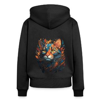 Chat du Bengale - Sweat à capuche zippé Premium bio Femme - noir - Dos - Julia (174cm)