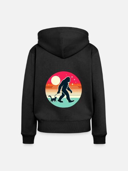 Bigfoot Katze Lustige Bilder - Frauen Premium Bio Zip Hoodie - Schwarz