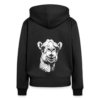 Tête de chameau - Sweat à capuche zippé Premium bio Femme - noir - Dos - Julia (174cm)