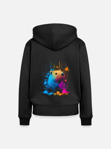 Wasserschwein - Frauen Premium Bio Zip Hoodie - Schwarz