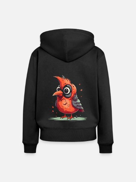 Kardinal Vogel Rotkardinal - Frauen Premium Bio Zip Hoodie - Schwarz