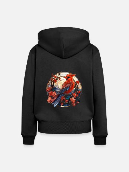 Rotkardinal Kardinal Vogel - Frauen Premium Bio Zip Hoodie - Schwarz
