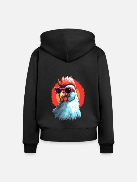 Chicken Sonnenbrille - Frauen Premium Bio Zip Hoodie - Schwarz