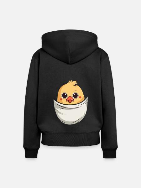 Chicken In Pocket - Frauen Premium Bio Zip Hoodie - Schwarz