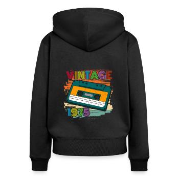 awesome since 1975 Kassette 70er 47. Geburtstag - Frauen Premium Bio Zip Hoodie - Schwarz - Hinten - Julia (174cm)