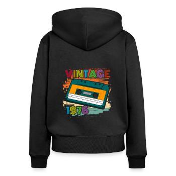 awesome since 1976 Kassette 70er 46. Geburtstag - Frauen Premium Bio Zip Hoodie - Schwarz - Hinten - Julia (174cm)