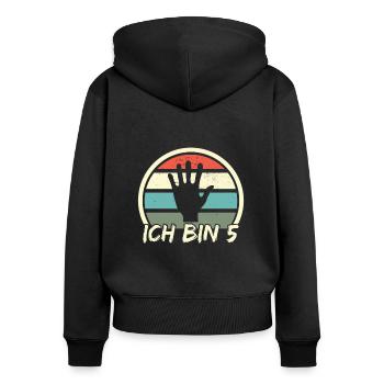 ich bin 5 Hand jungen mädchen 5. Geburtstag - Frauen Premium Bio Zip Hoodie - Schwarz - Hinten - Julia (174cm)
