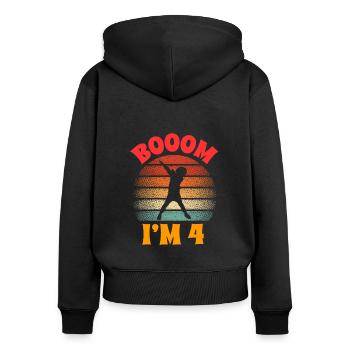 dabbing 4th birthday retro 4 years old - Women's Premium Organic Zip Hoodie - black - Back - Julia (174cm)