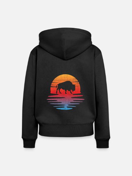 Büffel - Frauen Premium Bio Zip Hoodie - Schwarz
