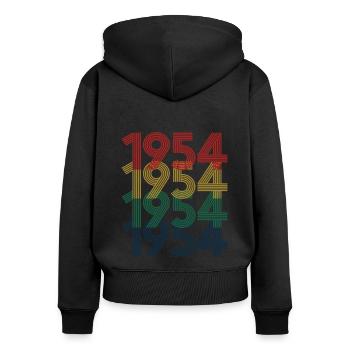 1954 70. Geburtstag Männer Frauen 70 Jahre alt Jahrgang - Frauen Premium Bio Zip Hoodie - Schwarz - Hinten - Julia (174cm)