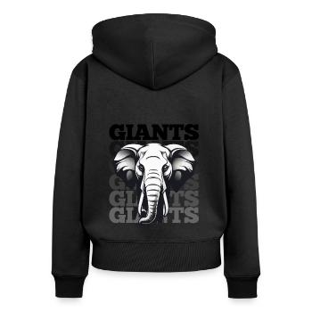 MAJESTIC ELEPHANT: EINE ZEITLOSE HOMMAGE AN GIGANTEN - Frauen Premium Bio Zip Hoodie - Schwarz - Hinten - Julia (174cm)