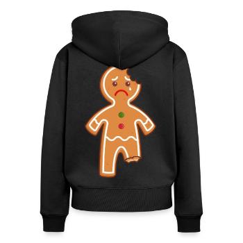 Lebkuchenmann Lebkuchen Mann Gingerbread Mi Mi Mi - Frauen Premium Bio Zip Hoodie - Schwarz - Hinten - Julia (174cm)