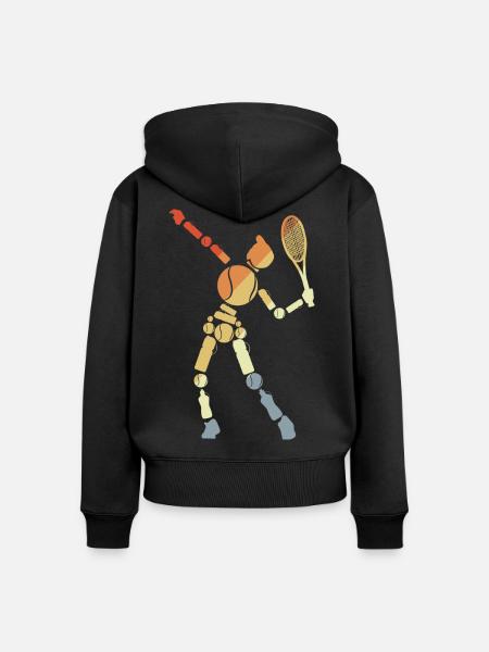 Tennis Junge - Frauen Premium Bio Zip Hoodie - Schwarz