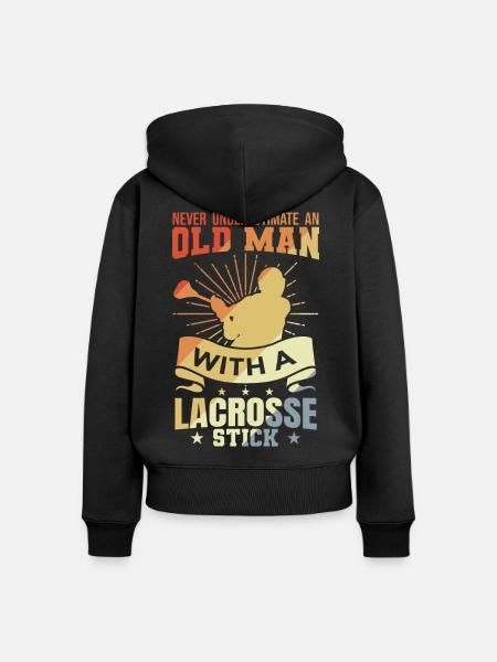 Lacrosse Großvater - Frauen Premium Bio Zip Hoodie - Schwarz