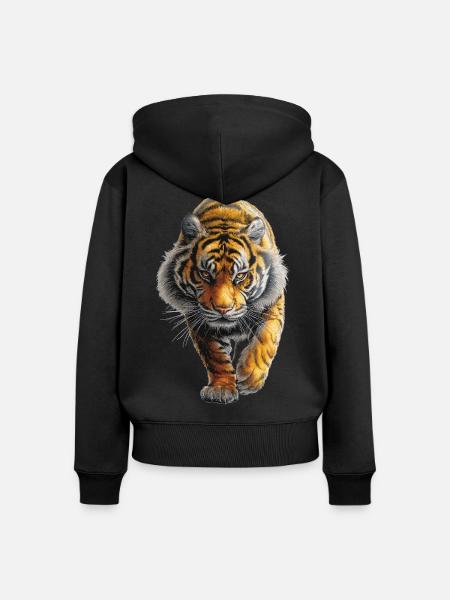 Tiger - Frauen Premium Bio Zip Hoodie - Schwarz