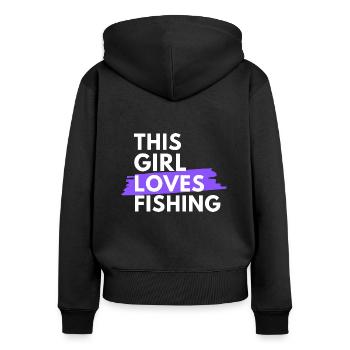 This girl loves fishing. - Women's Premium Organic Zip Hoodie - black - Back - Julia (174cm)
