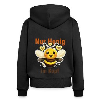Süße Biene mit Honig - Frauen Premium Bio Zip Hoodie - Schwarz - Hinten - Julia (174cm)