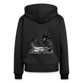 Soleil, Été, Plage, Mer, Palmiers, Vacances - Sweat à capuche zippé Premium bio Femme - noir - Dos - Julia (174cm)