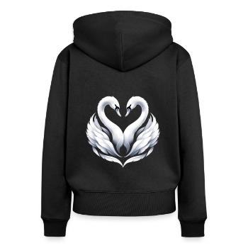 Swan, these two swans form a heart for you - Women's Premium Organic Zip Hoodie - black - Back - Julia (174cm)