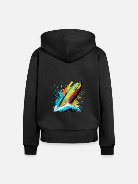 Surfbrett - Frauen Premium Bio Zip Hoodie - Schwarz
