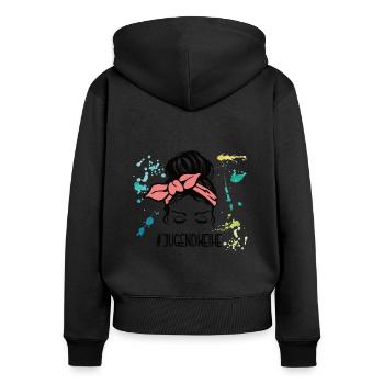 #Jugendweihe Jugendweihe Teenagerin Jugendfeier - Frauen Premium Bio Zip Hoodie - Schwarz - Hinten - Julia (174cm)