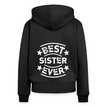 Prix de la meilleure sœur de tous les temps - Sweat à capuche zippé Premium bio Femme - noir - Dos - Julia (174cm)