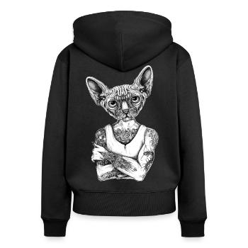 Sphynx Cat - Women's Premium Organic Zip Hoodie - black - Back - Julia (174cm)
