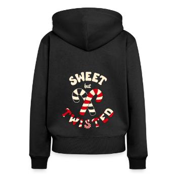 Sweet but Twisted Candy Canes Weihnachten - Frauen Premium Bio Zip Hoodie - Schwarz - Hinten - Julia (174cm)