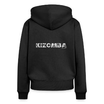 Kizomba Weiß - Frauen Premium Bio Zip Hoodie - Schwarz - Hinten - Julia (174cm)