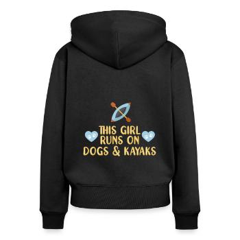 Kajak Kajakfahren - Frauen Premium Bio Zip Hoodie - Schwarz - Hinten - Julia (174cm)