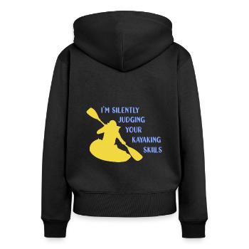 Kajak Kajakfahren - Frauen Premium Bio Zip Hoodie - Schwarz - Hinten - Julia (174cm)