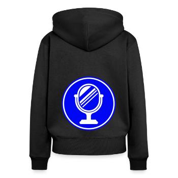 Spiegel Icon Silhouette - Frauen Premium Bio Zip Hoodie - Schwarz - Hinten - Julia (174cm)