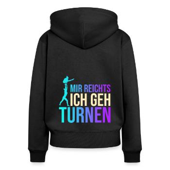 Turnen Turntrainer Sportverein Sport Handstand Gym - Frauen Premium Bio Zip Hoodie - Schwarz - Hinten - Julia (174cm)