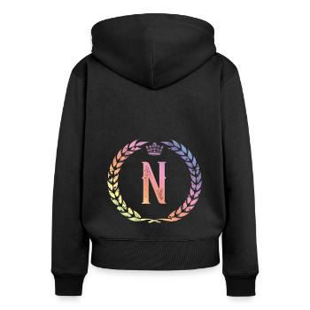 N letter wreath - Women's Premium Organic Zip Hoodie - black - Back - Julia (174cm)