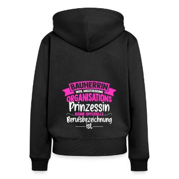 Bauherrin Multitasking Organisations Prinzessin Ha - Frauen Premium Bio Zip Hoodie - Schwarz - Hinten - Julia (174cm)