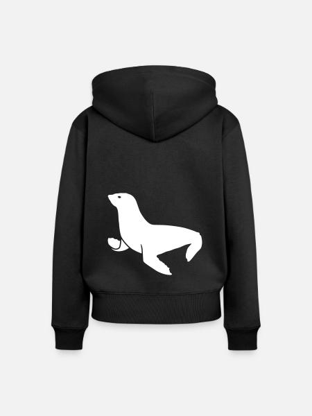 seehund tier - Frauen Premium Bio Zip Hoodie - Schwarz