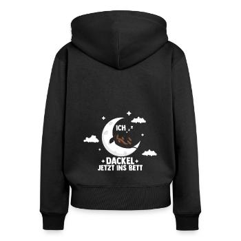 Dachshund Dackel - ICH DACKEL JETZT INS BETT Schla - Frauen Premium Bio Zip Hoodie - Schwarz - Hinten - Julia (174cm)