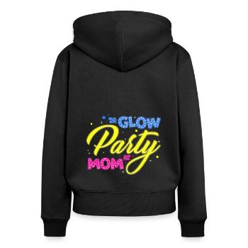 Glow Party Mom Happy Birthday Mom Outfit Design Pa - Frauen Premium Bio Zip Hoodie - Schwarz - Hinten - Julia (174cm)