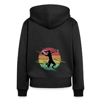 Handball Frauen - Frauen Premium Bio Zip Hoodie - Schwarz - Hinten - Julia (174cm)
