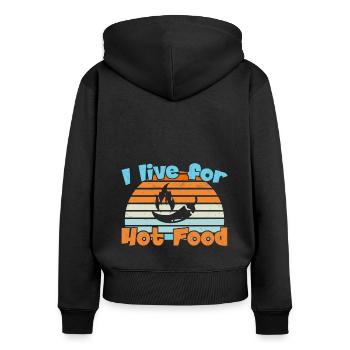 Je vis pour Hot Food / Spicy Food - Sweat à capuche zippé Premium bio Femme - noir - Dos - Julia (174cm)