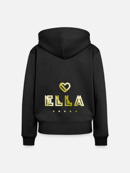 Ella Herz - Frauen Premium Bio Zip Hoodie - Schwarz