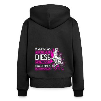 Bikerin Motorradfahrerin Kein Krönchen Geschenk Bi - Frauen Premium Bio Zip Hoodie - Schwarz - Hinten - Julia (174cm)