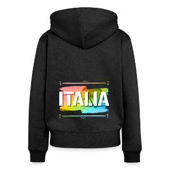 Italia - Sweat à capuche zippé Premium bio Femme - noir - Dos - Julia (174cm)