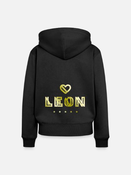 Leon Herz - Frauen Premium Bio Zip Hoodie - Schwarz